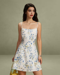 Blue Floral A-Line Slip Mini Dress