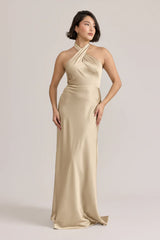 Ellapink Satin Dress | Ready To Ship | Gold Champagne
