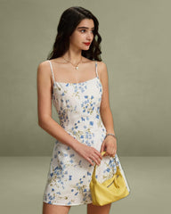 Blue Floral A-Line Slip Mini Dress
