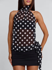 ORIANE MINI DRESS BLACK POLKA DOT
