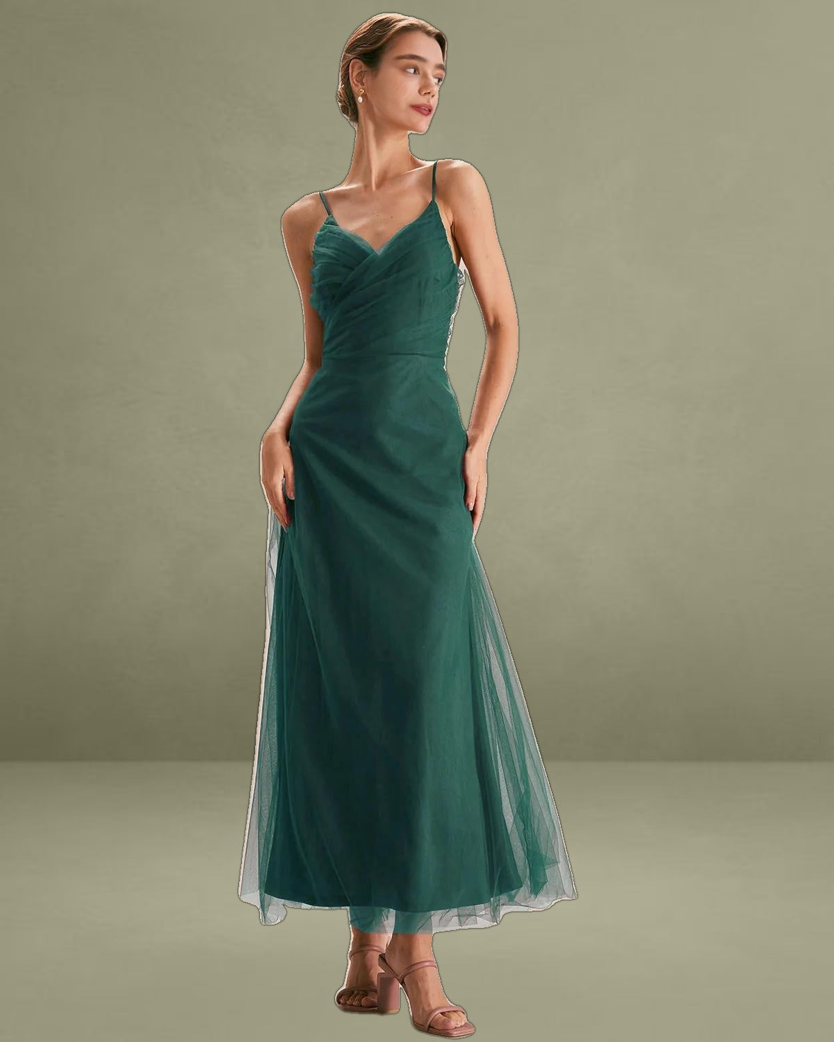 Green Mesh Wrap Slip Maxi Dress