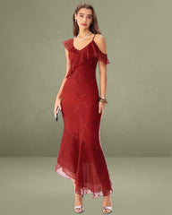 Red Tie Dye Mermaid Slip Maxi Dress