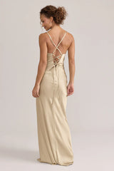 Ellapink Satin Dress | Ready To Ship | Gold Champagne