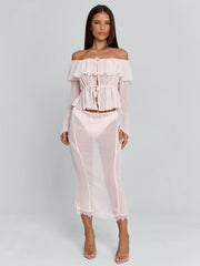 Ellapink TARAYA MIDI SKIRT PINK