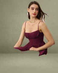 Wine Red Sweetheart Neck Maxi Flowy Dress