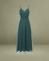 Green Mesh Wrap Slip Maxi Dress
