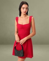Red Sweetheart Neck Slip Mini Dress