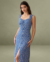 The Single-breasted Floral Midi Dress