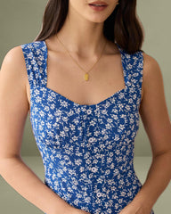 The Single-breasted Floral Midi Dress