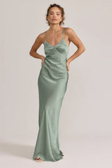 Ellapink Satin Dress | Ready To Ship | Sage