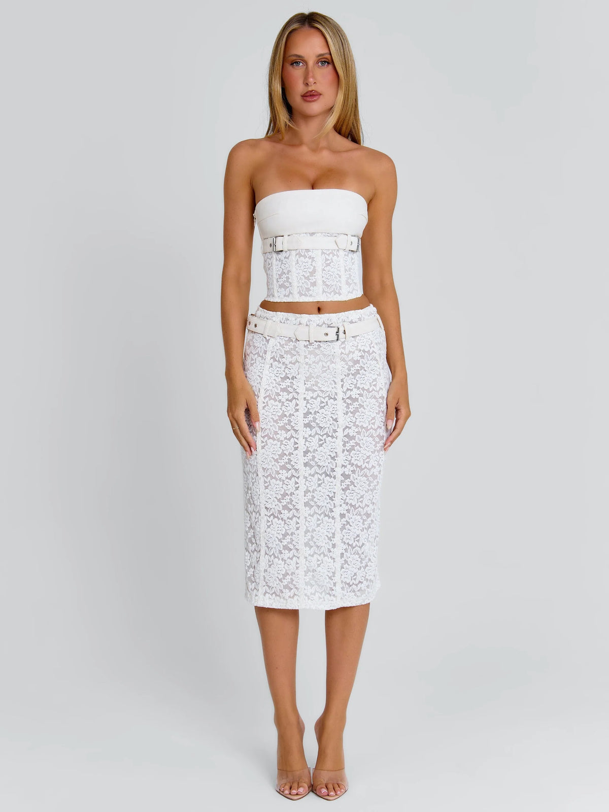Ellapink LUNALLA MIDI SKIRT IVORY