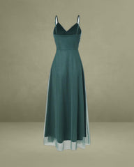 Green Mesh Wrap Slip Maxi Dress