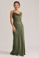 Ellapink Satin Dress | Ready To Ship | Deep Olive