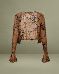 Brown Floral Two-piece Midi Dress