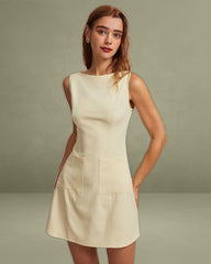 The Yellow Boat Neck Cutout Mini Dress