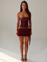 DESIREE MINI DRESS BURGUNDY