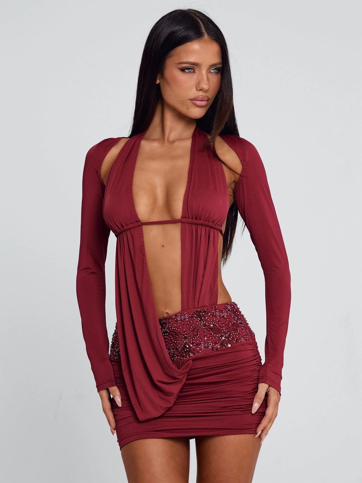 Ellapink VENARI MINI DRESS BURGUNDY