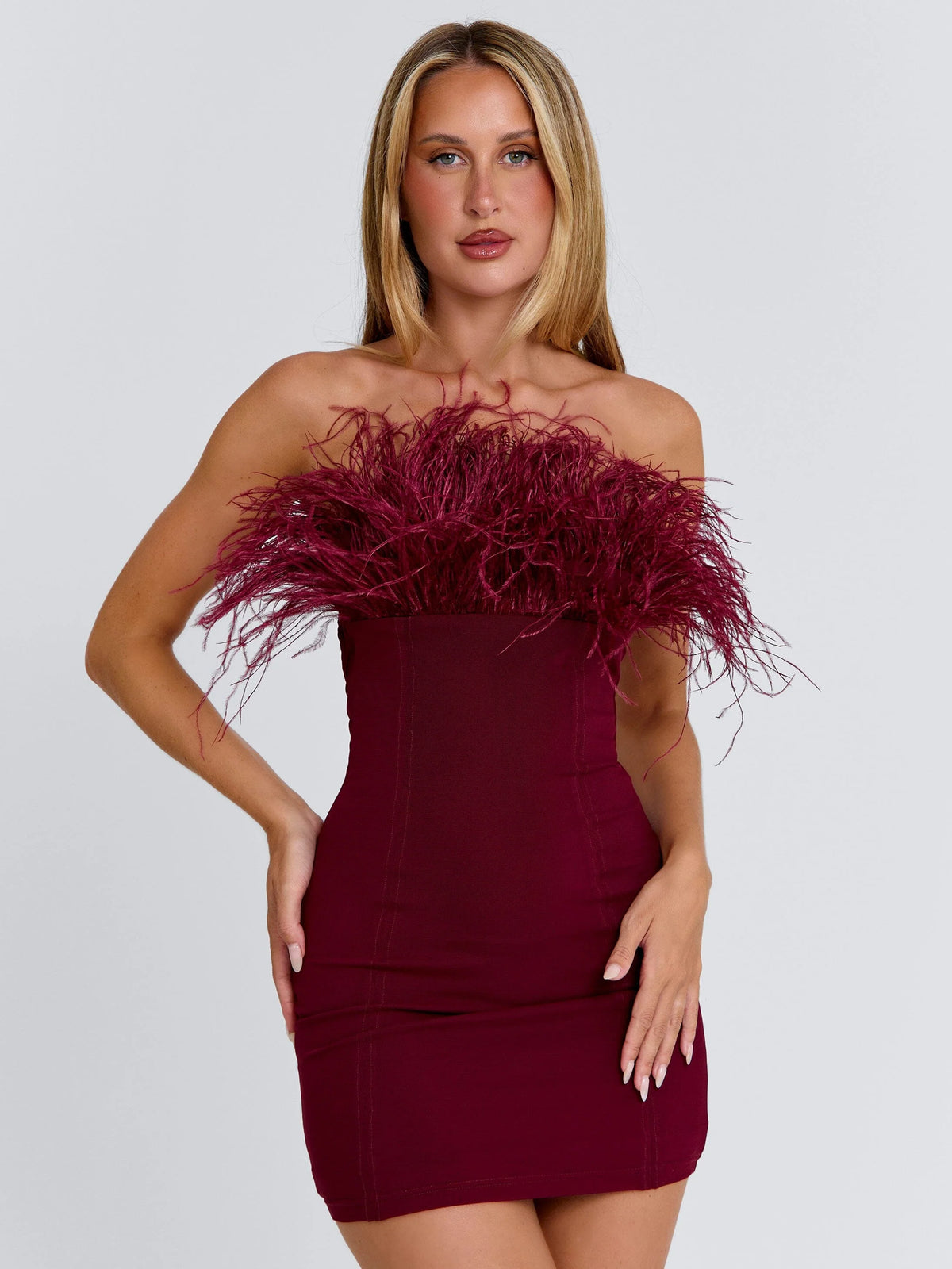 Ellapink SHONA MINI DRESS BURGUNDY