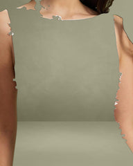 White Textured Boat Neck Sleeveless Mini Dress