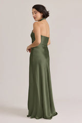 Ellapink Satin Dress | Ready To Ship | Deep Olive