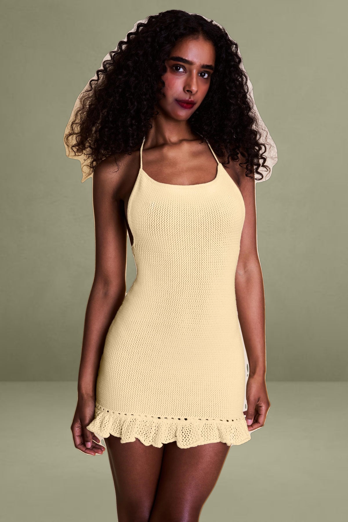 Crochet Halter Mini Dress