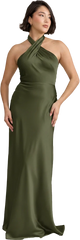 Ellapink Satin Dress | Ready To Ship | Deep Olive