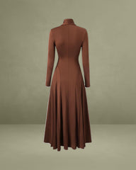 Brown Asymmetrical A-Line Maxi Dress