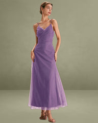 Purple Mesh Wrap Slip Maxi Dress
