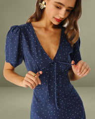 Blue Polka Dot Mini Dress