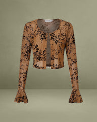 Brown Floral Two-piece Midi Dress