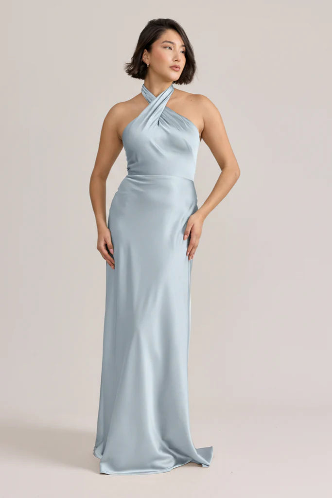 Ellapink Satin Dress | Ready To Ship | Sky Blue