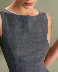 The Grey Boat Neck Sleeveless Mini Dress