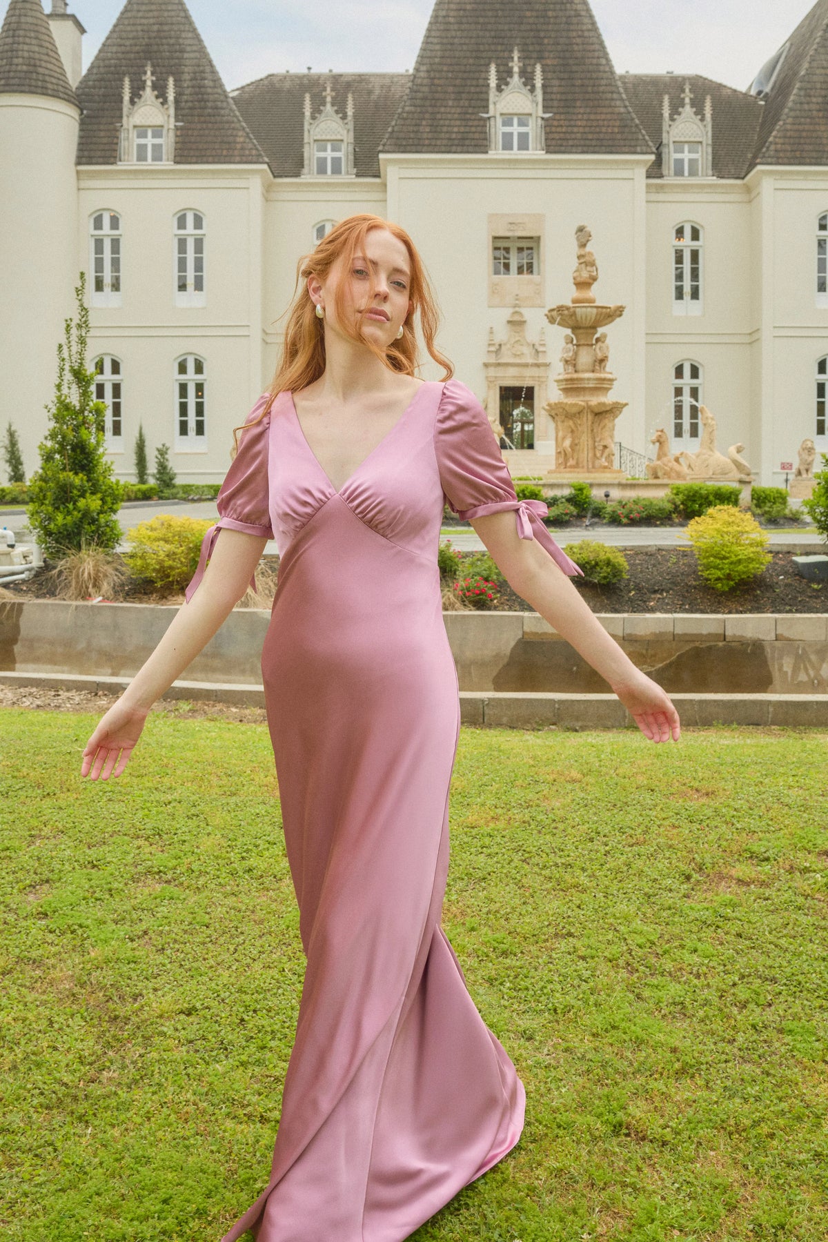 Ellapink Satin Dress | Made To Order