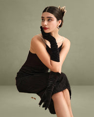 The Black Water Ripple Textured Cami Dress