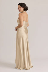 Ellapink Satin Dress | Ready To Ship | Gold Champagne