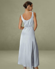 Grey A-Line Sleeveless Maxi Dress