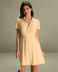 The Yellow Button Down Shirt Mini Dress