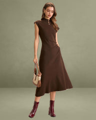 Brown Bodycon Reversible Sweater Dress