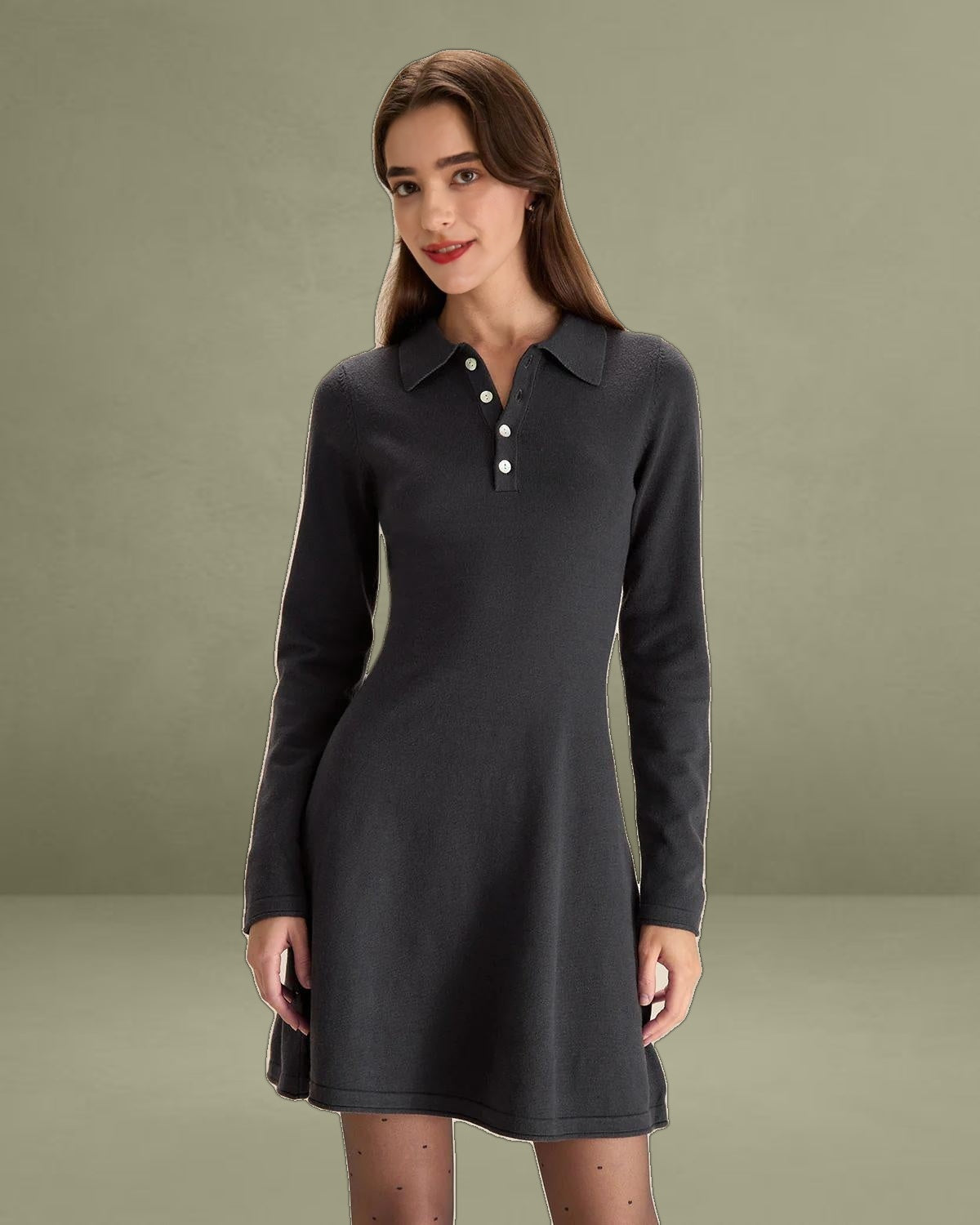 Grey Pleated Sweater Mini Dress