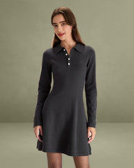 Grey Pleated Sweater Mini Dress