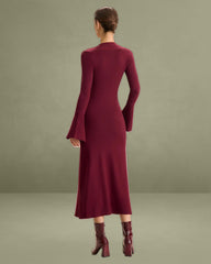 The Red Square Neck Flare Sleeve Midi Dress