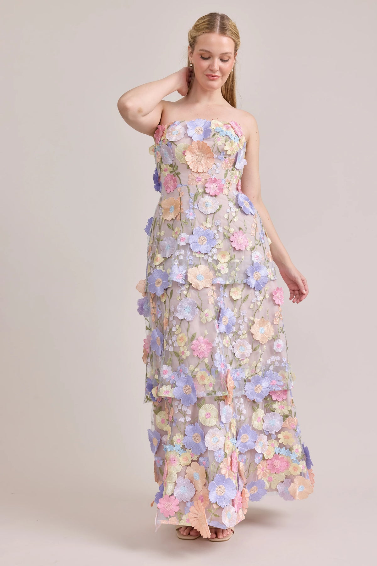 Flora Appliqué Dress Pastel Multi | Ready To Ship