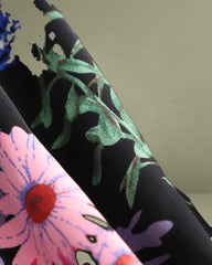 Black Floral Square Neck Shirred Maxi Dress