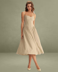 Khaki Square Neck Pocket Slip Midi Dress