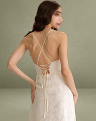 Apricot Jacquard Corset Maxi Slip Dress