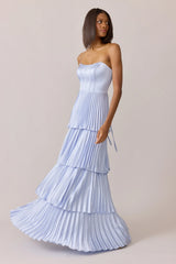 Ellapink Satin Pleated Dress | Made To Order