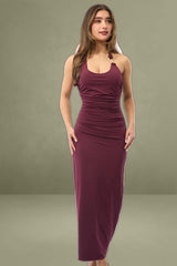 Red Bodycon Dress Halter Neck