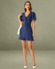 Blue Polka Dot Mini Dress