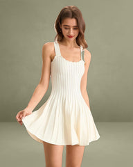 Women's Beige Knitted Sweater Dress