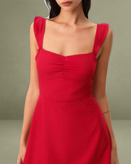 Red Sweetheart Neck Slip Mini Dress